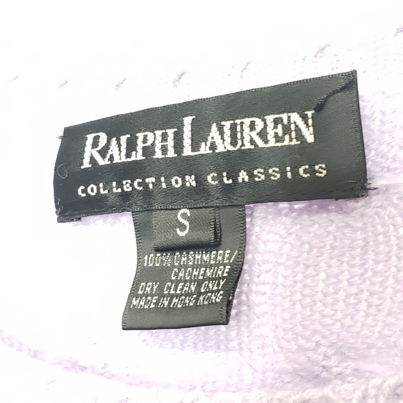 Ralph Lauren Black Label Lavender Cable Knit Cashmere Sweater Size Small - Picture 10 of 10